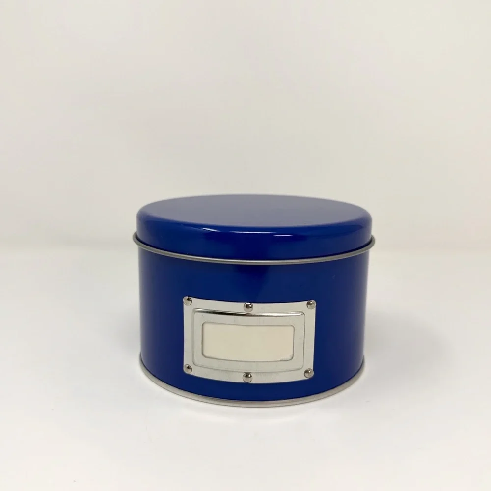 Blue Nesting Storage Tins Set of 3 Minimalist Home Organization Decor